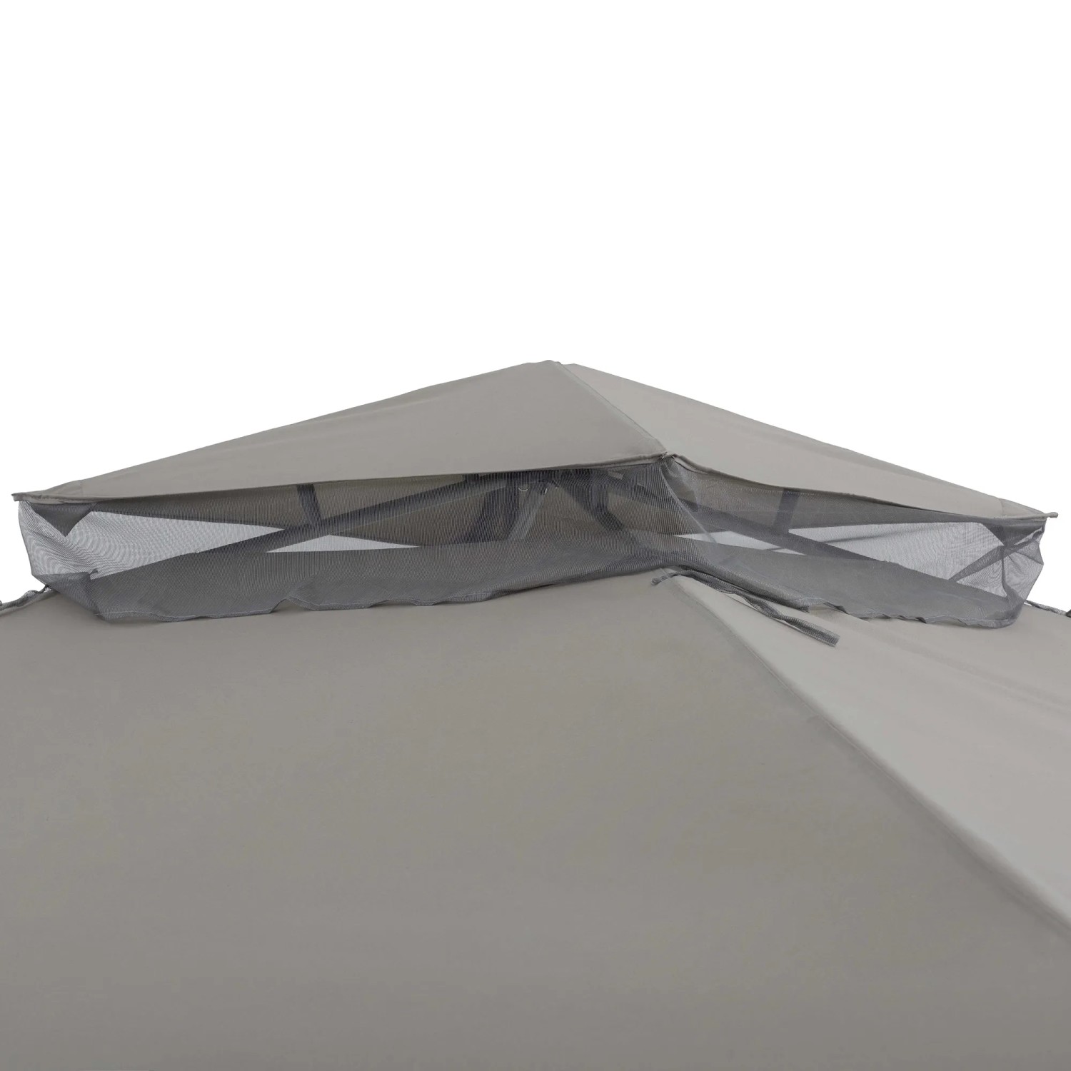 Grauer Sunjoy Pavillon Roseg (300x300 cm) mit Stoffdach und Moskitonetz.