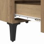 vidaXL Nachttisch Artisan-Eiche mit Schublade und schwarzen Füßen.