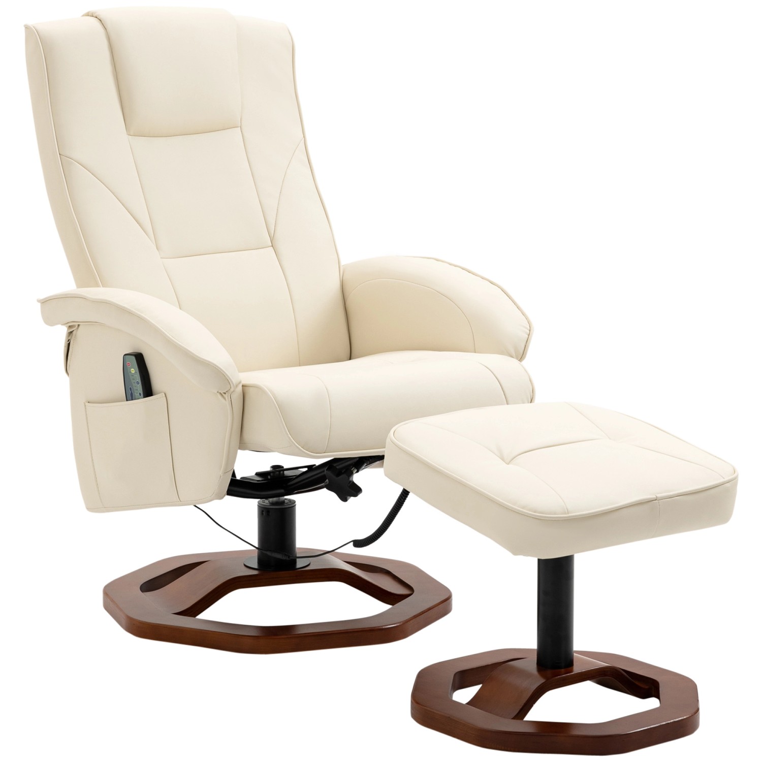 HOMCOM Massagesessel mit Fußhocker Massagefunktion Cremeweiß Braun 73x83x10 günstig online kaufen