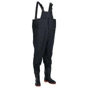 Schwarze vidaXL Wathose mit Stiefeln, Größe 42, für Angler und Outdoor-Aktivitäten.