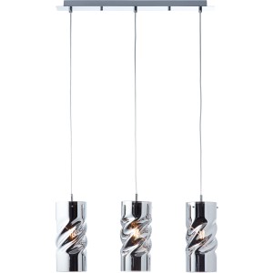 Brillante, 3-flammige Pendelleuchte Curly in Chrom mit gedrehtem Glas für den Innenbereich.