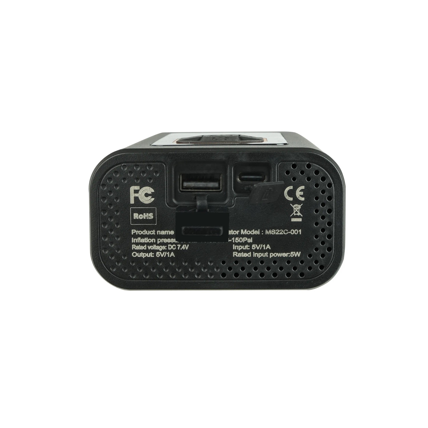 Eufab Mini-Kompressor, aufladbar, mit USB-Anschlüssen und LED-Leuchte.