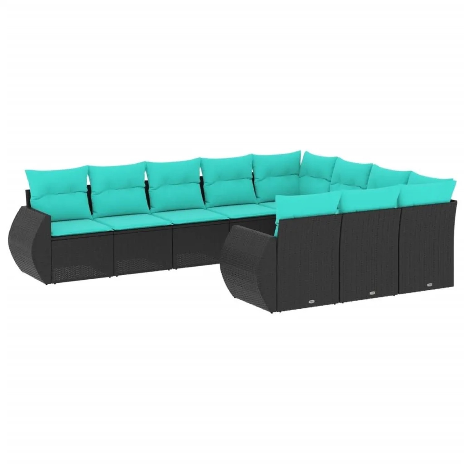 vidaXL 10-Tlg Gartensofa-Set mit Kissen Schwarzes Polyrattan 3221886 günstig online kaufen