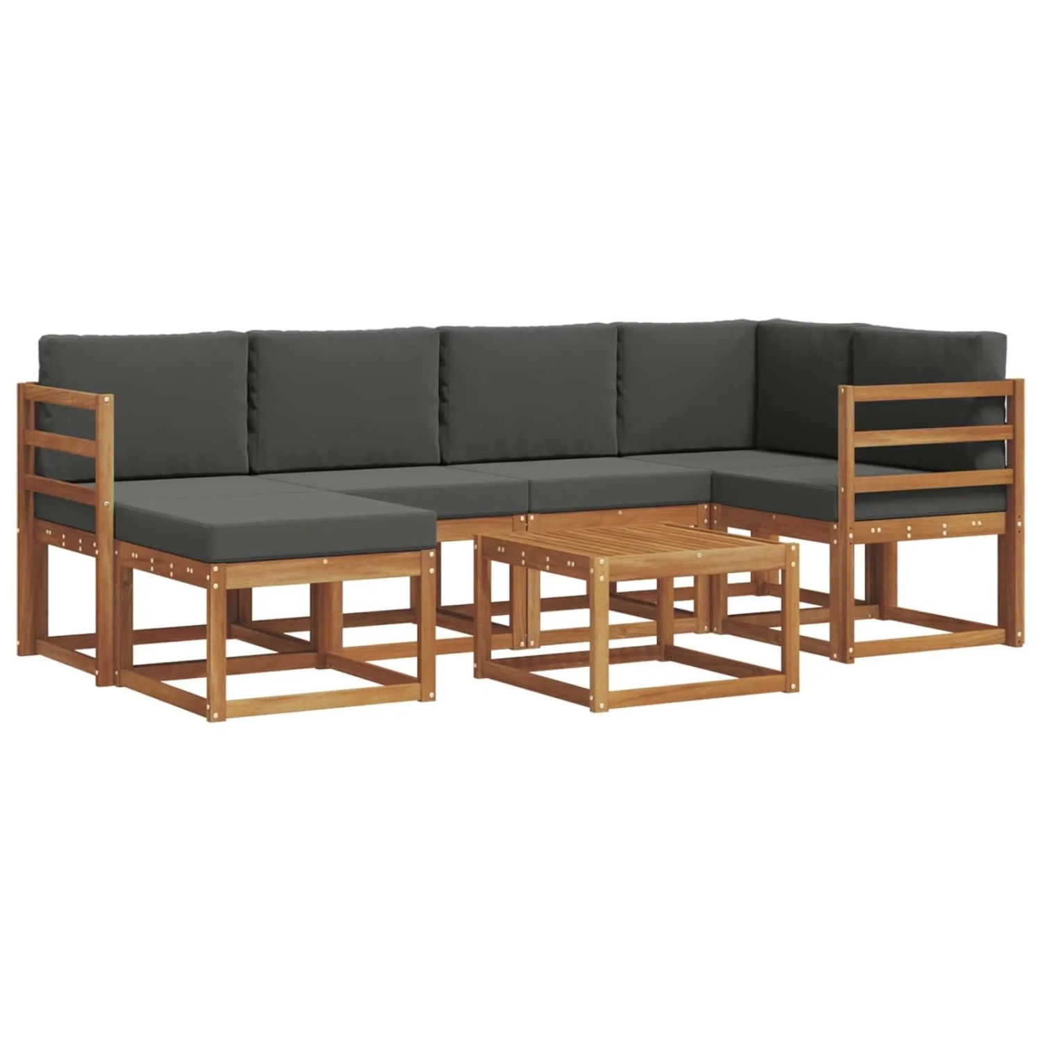 Thumbnail - vidaXL Outdoor-Sofagarnitur mit Kissen 7 Stk Natur und Anthrazit 3366660