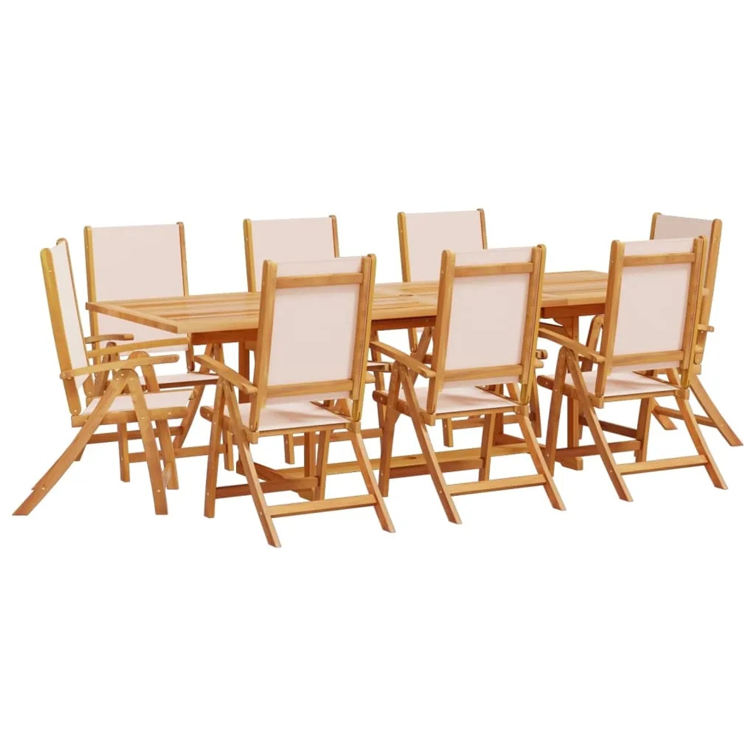 vidaXL 9-Tlg Garten-Essgruppe Massivholz Akazie und Textilene 3279279