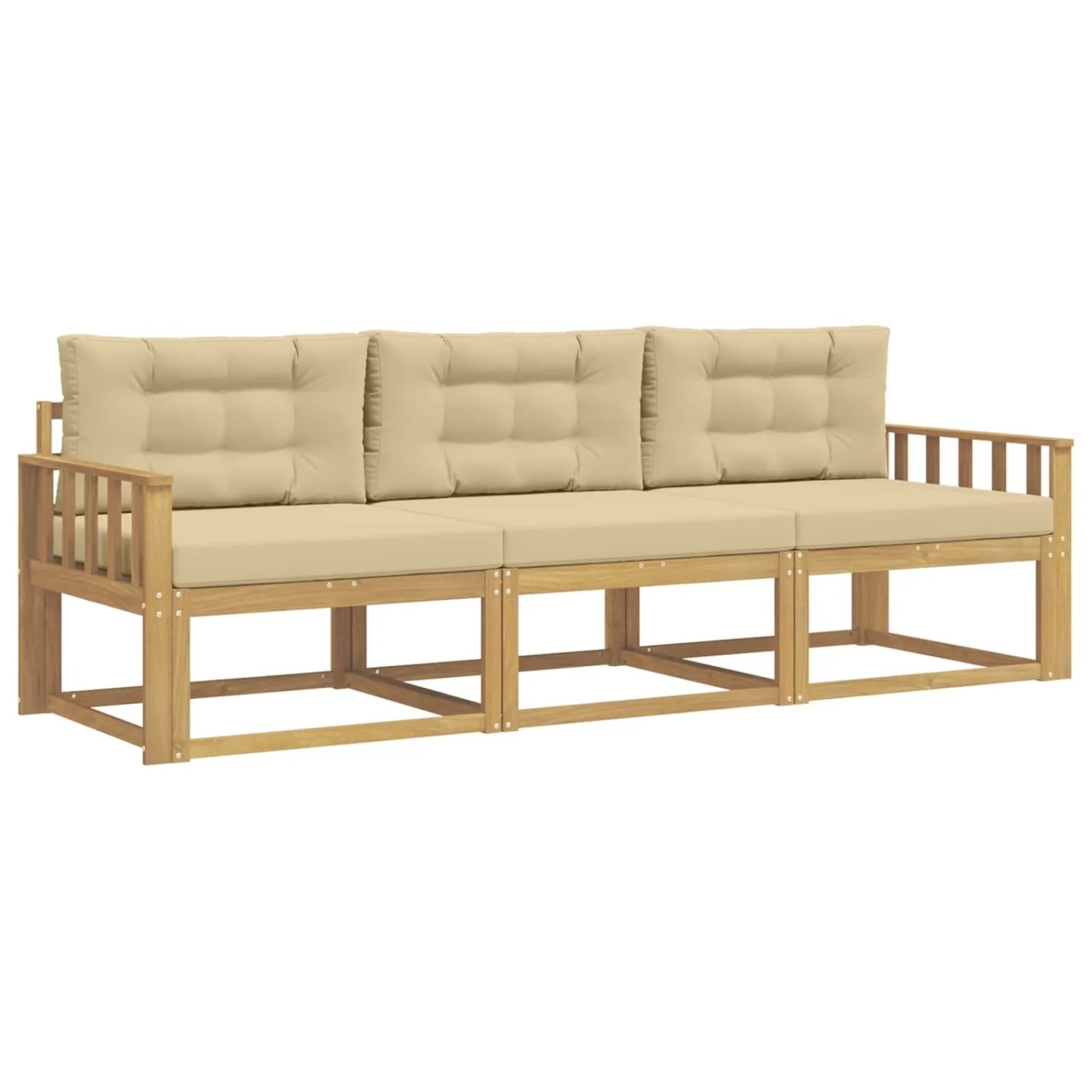 vidaXL Outdoor-Sofagarnitur mit Kissen 3 Stk Weiß und Beige Polyester 3385987