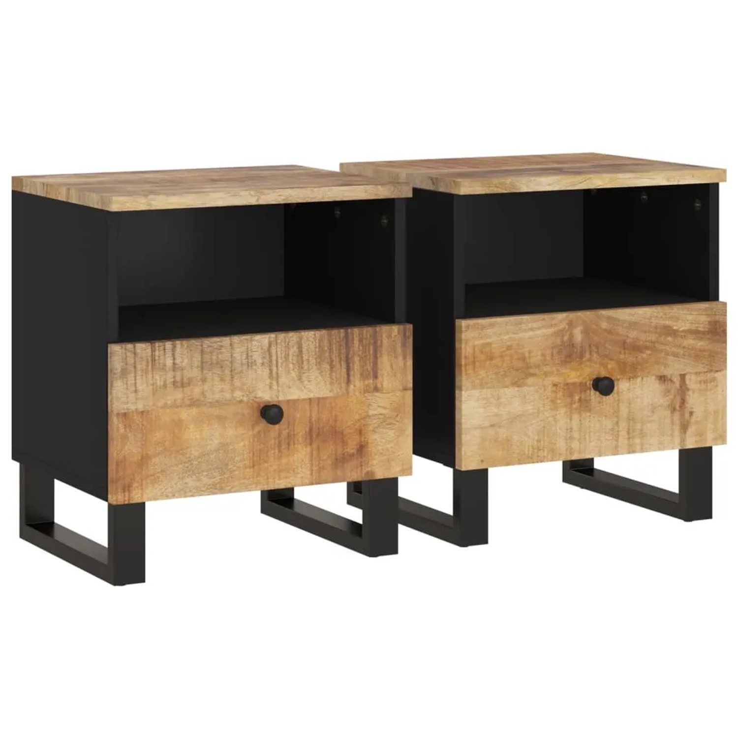 vidaXL Nachttische 2 Stk, Massivholz Mango & Holzwerkstoff 350649