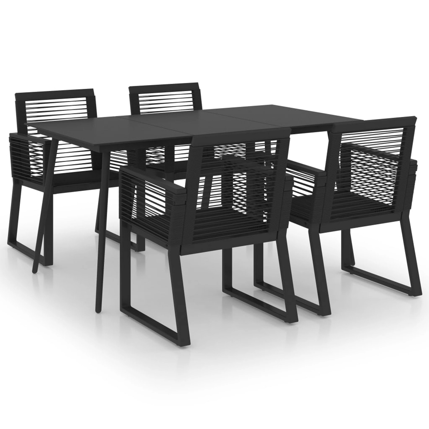 5-tlg. Garten-essgruppe Pvc Rattan Schwarz günstig online kaufen