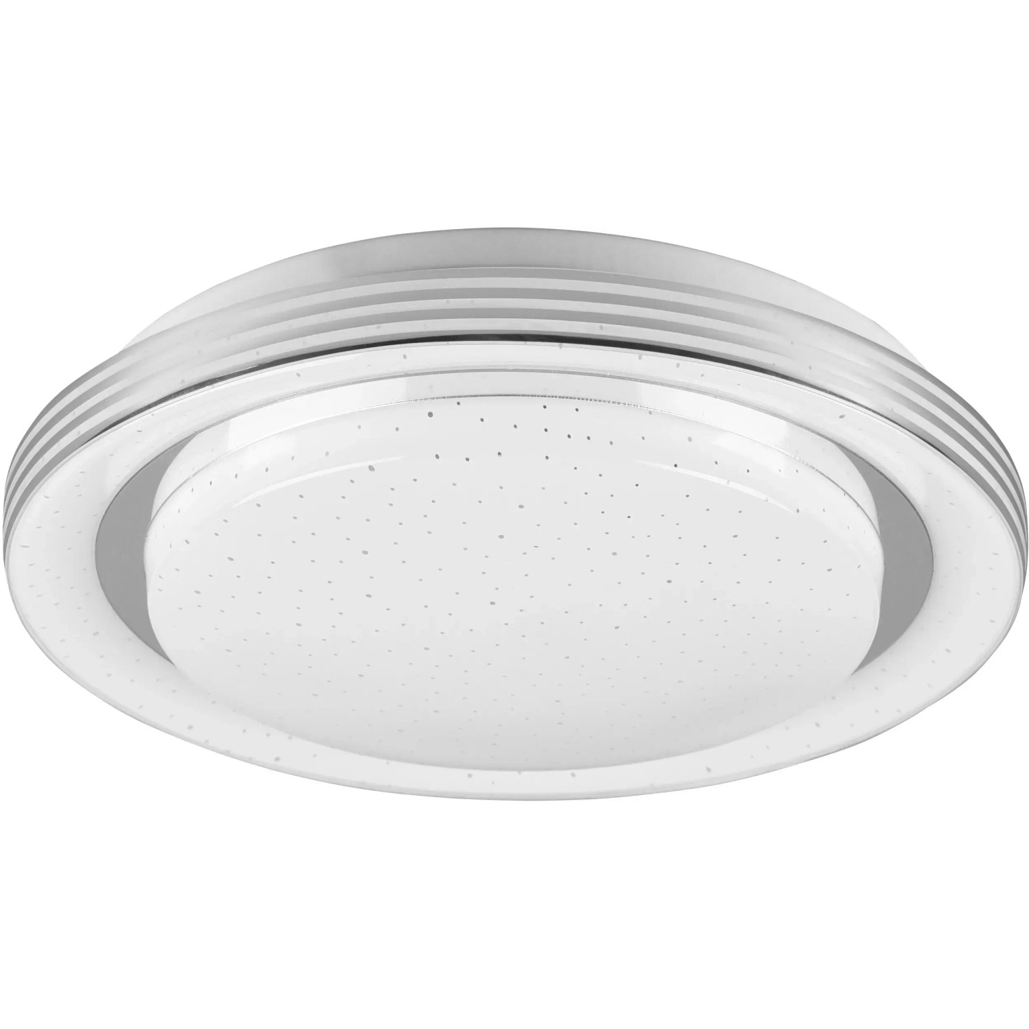 Weiße Reality LED-Deckenleuchte Atria mit Sternenhimmel-Effekt. Dimmbar und mit Fernbedienung.