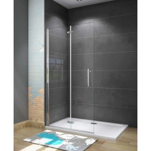 Duschparadies Walk-In Dusche 100x195cm mit Falttür und Klarglas in Chromoptik.