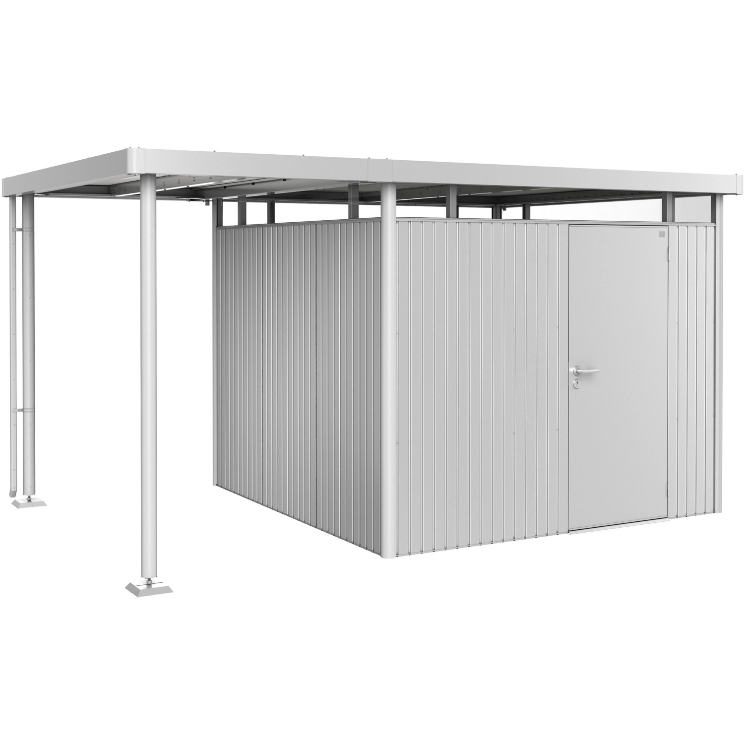 Biohort Seitendach für Gartenhaus HighLine 4 Silber-Metallic 150x275x222 cm