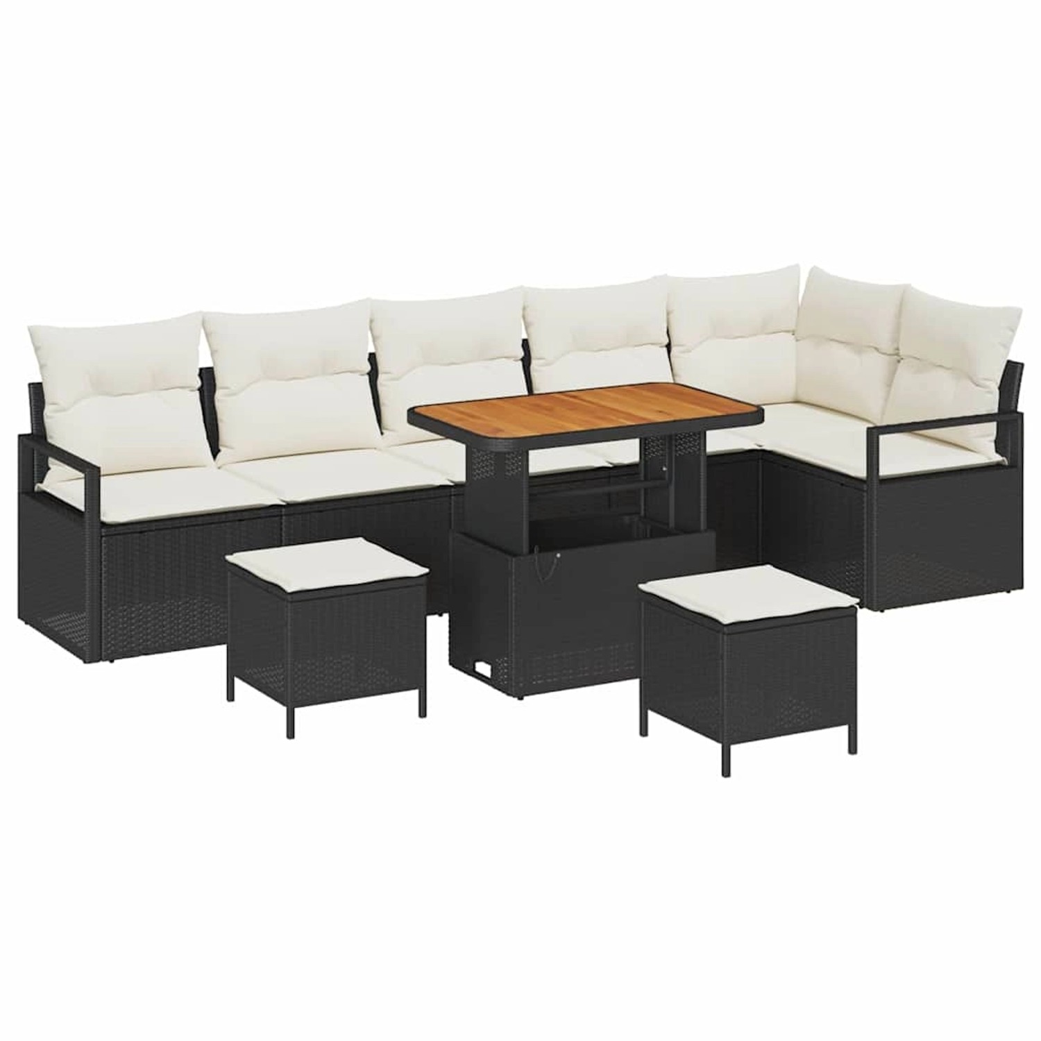 vidaXL Garten-Sofa-Set mit Kissen 9-Tlg Schwarz Poly Rattan 3362545 günstig online kaufen