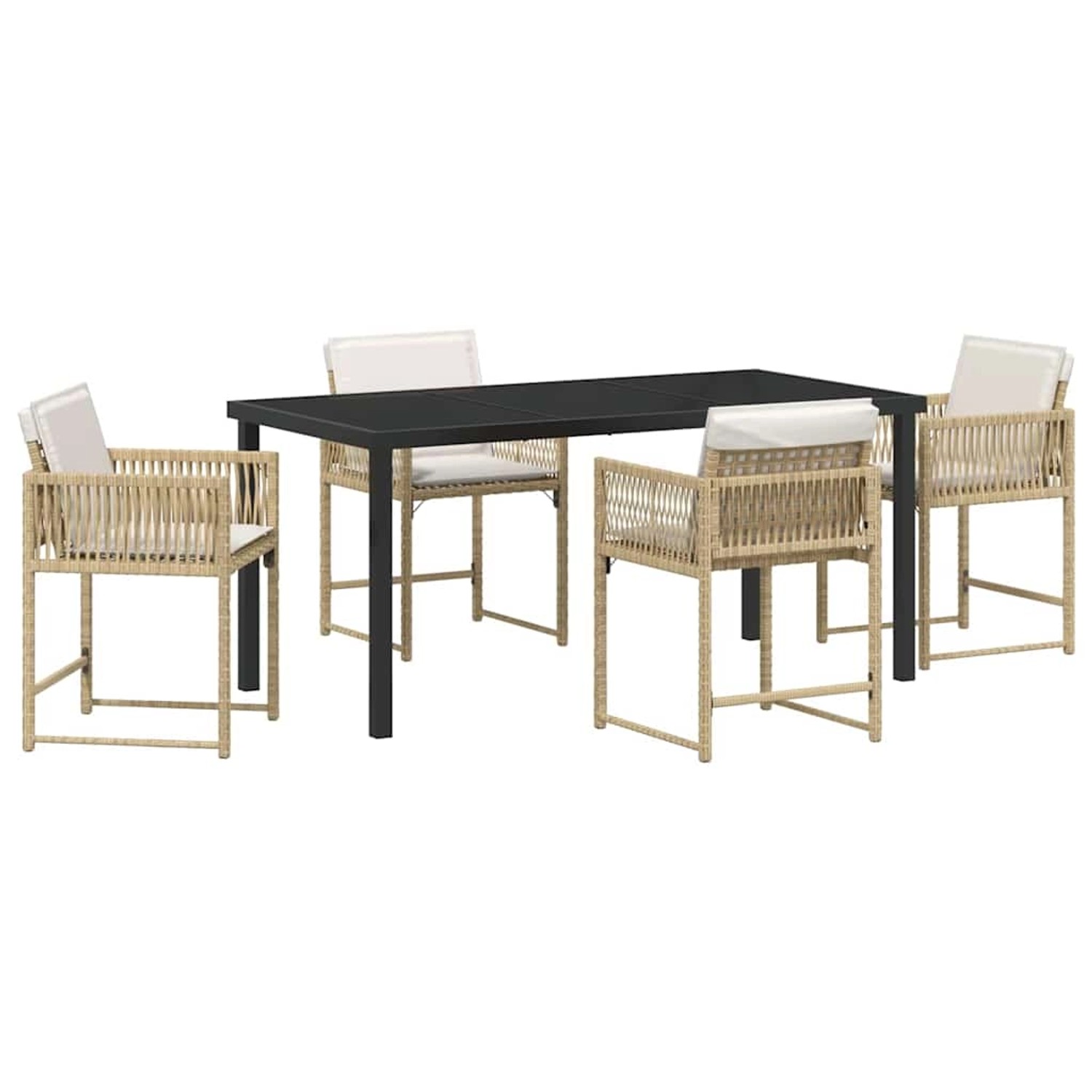 vidaXL Garten Essgruppe 5-Tlg Beige Poly-Rattan 3380759 günstig online kaufen