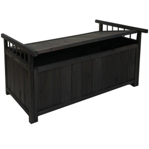 Proregal Aufbewahrungstruhe HxBxT 53x108x60cm Tanne Holz Anthrazit Gartentruhe Auflagenbox Truhe