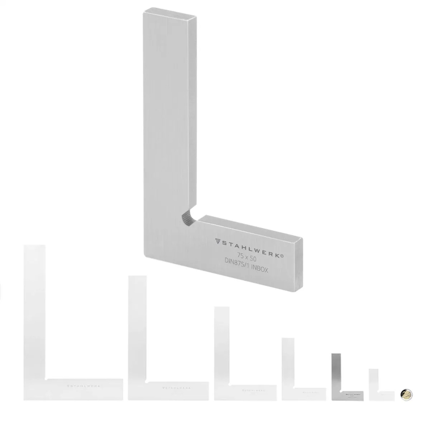 STAHLWERK Flachwinkel 75x50 mm, 90° Winkel aus Edelstahl nach DIN 875/1 für Werkzeug-Sets.
