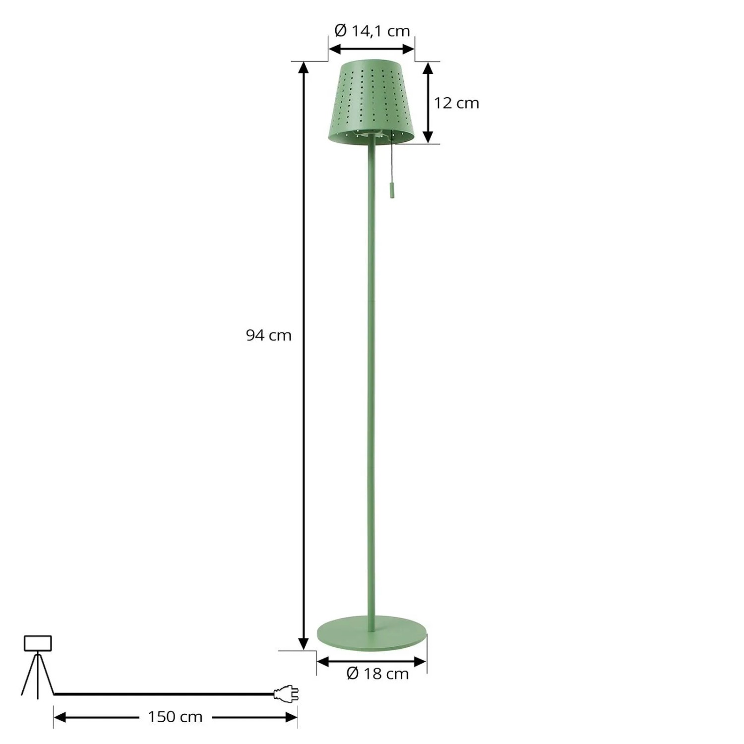 Lindby LED Solarleuchten Hilario 10019530 Dimmbar Spritzwassergeschützt in Grün aus Metall 1-flammig_5