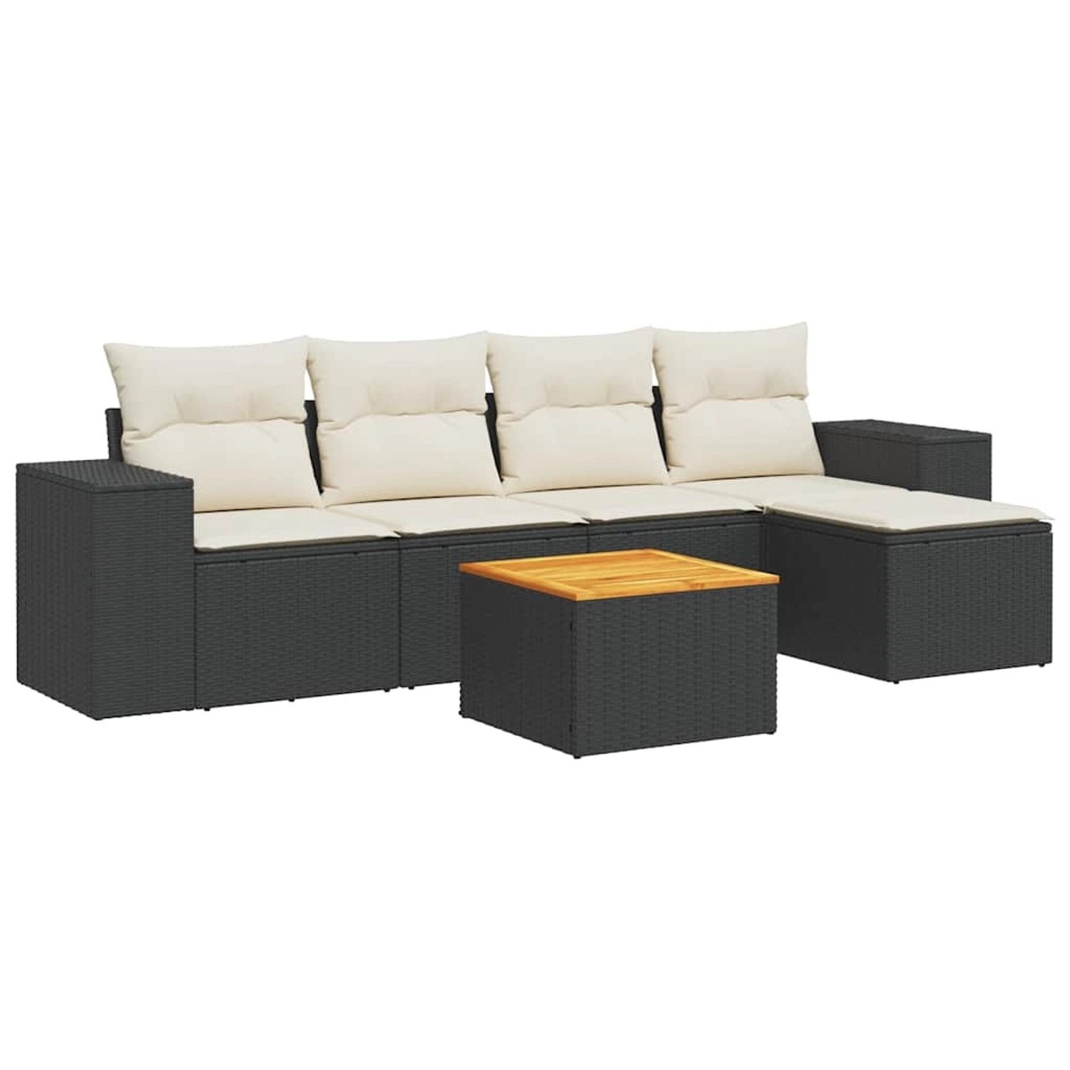 vidaXL 6-Tlg Garten-Sofagarnitur mit Kissen Schwarz Poly Rattan 3257750 günstig online kaufen