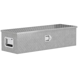 HOMCOM Gerätekasten aus Aluminium, silberfarben, 99L x 33B x 25,5H cm.