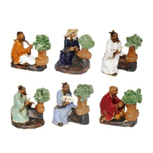 Exotenherz Bonsai Figuren Set mit 6 handgefertigten Bonsai Master Figuren.