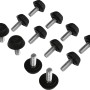 Fußkappen Set für Brookfield Esstischgruppe, 12-teilig, schwarz, für Tisch und Bänke.