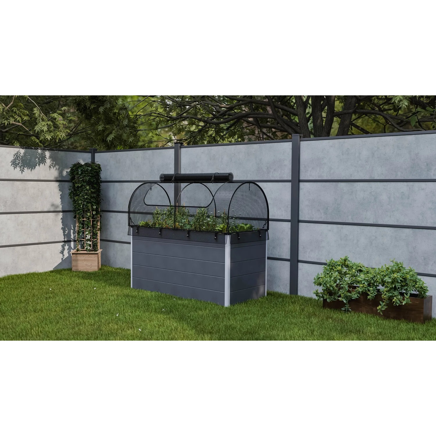 GroJa Frühbeetaufsatz Netz, 150x70 cm, schwarz, für Hochbeete: Schutz vor Schädlingen im Garten.