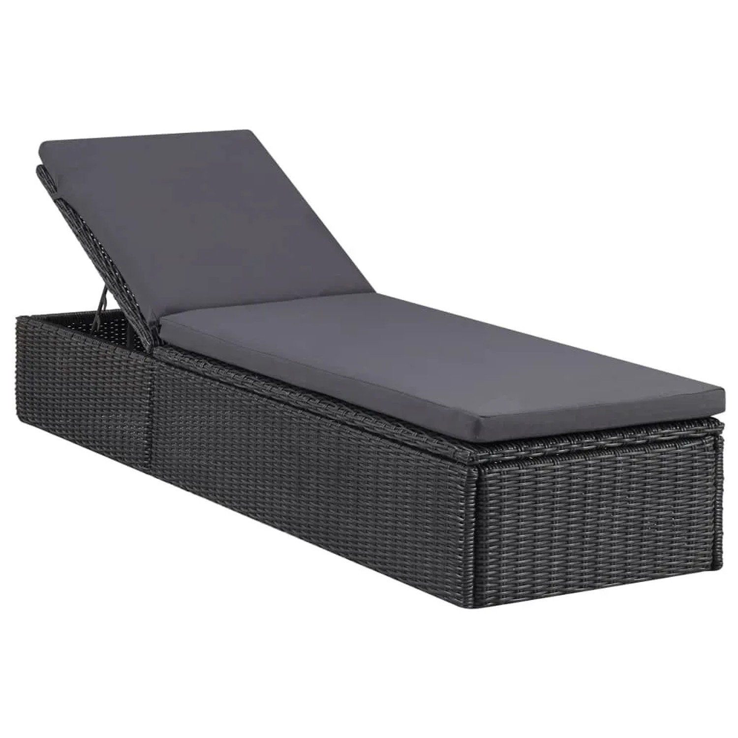 Furnicato Sonnenliege Poly Rattan Schwarz Und Dunkelgrau
