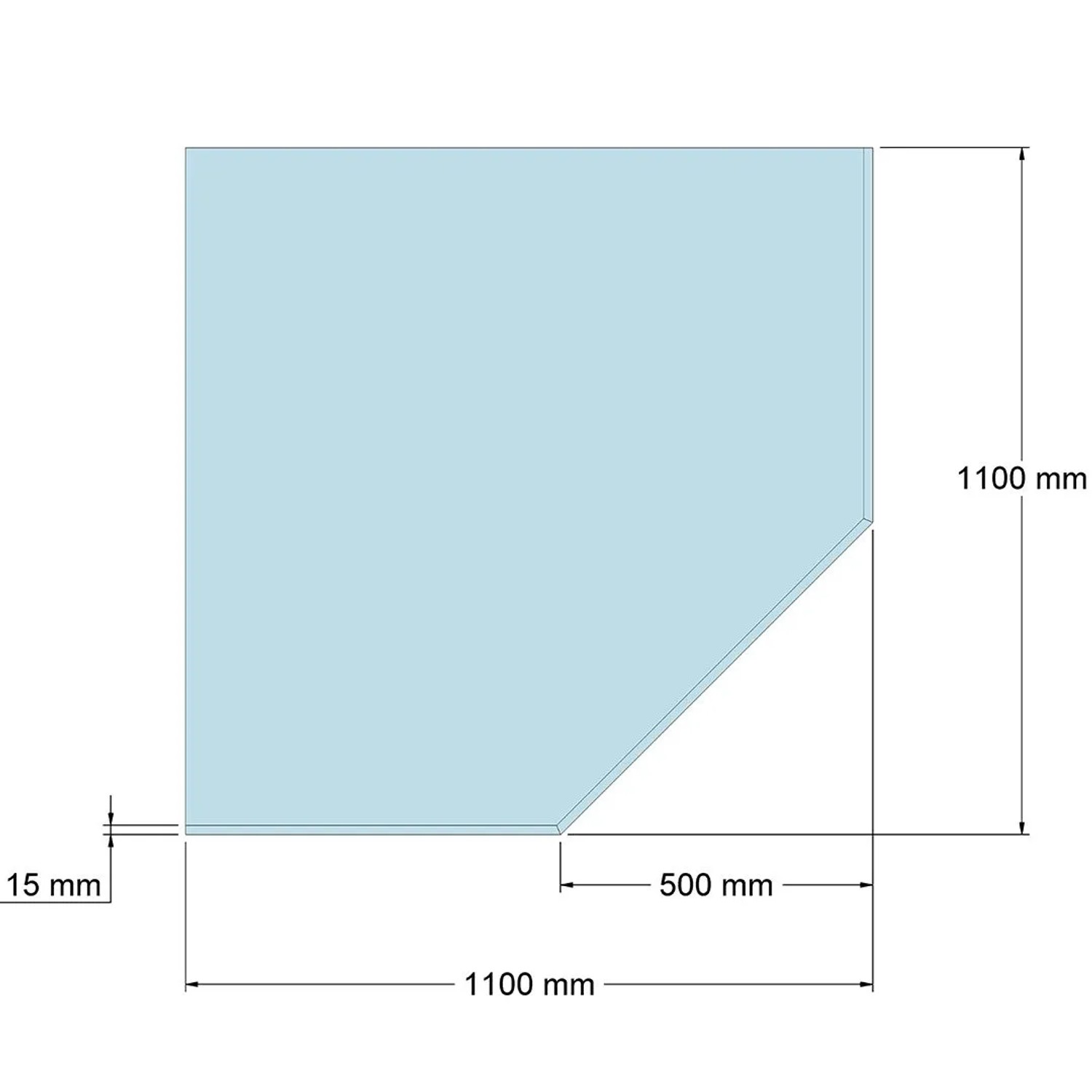 Feuercampus Funkenschutzplatte Glas für Kaminofen Fünfeck 110 x 110 x 0,6 cm_2
