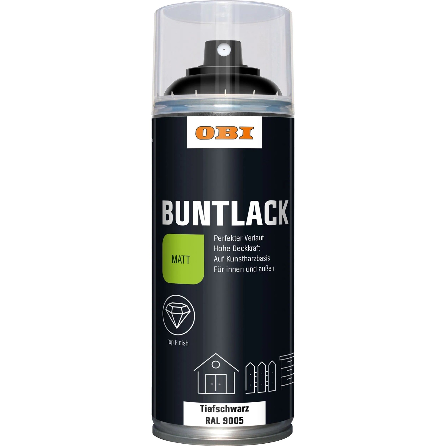 OBI Buntlack Spray RAL 9005 Schwarz matt 400 ml