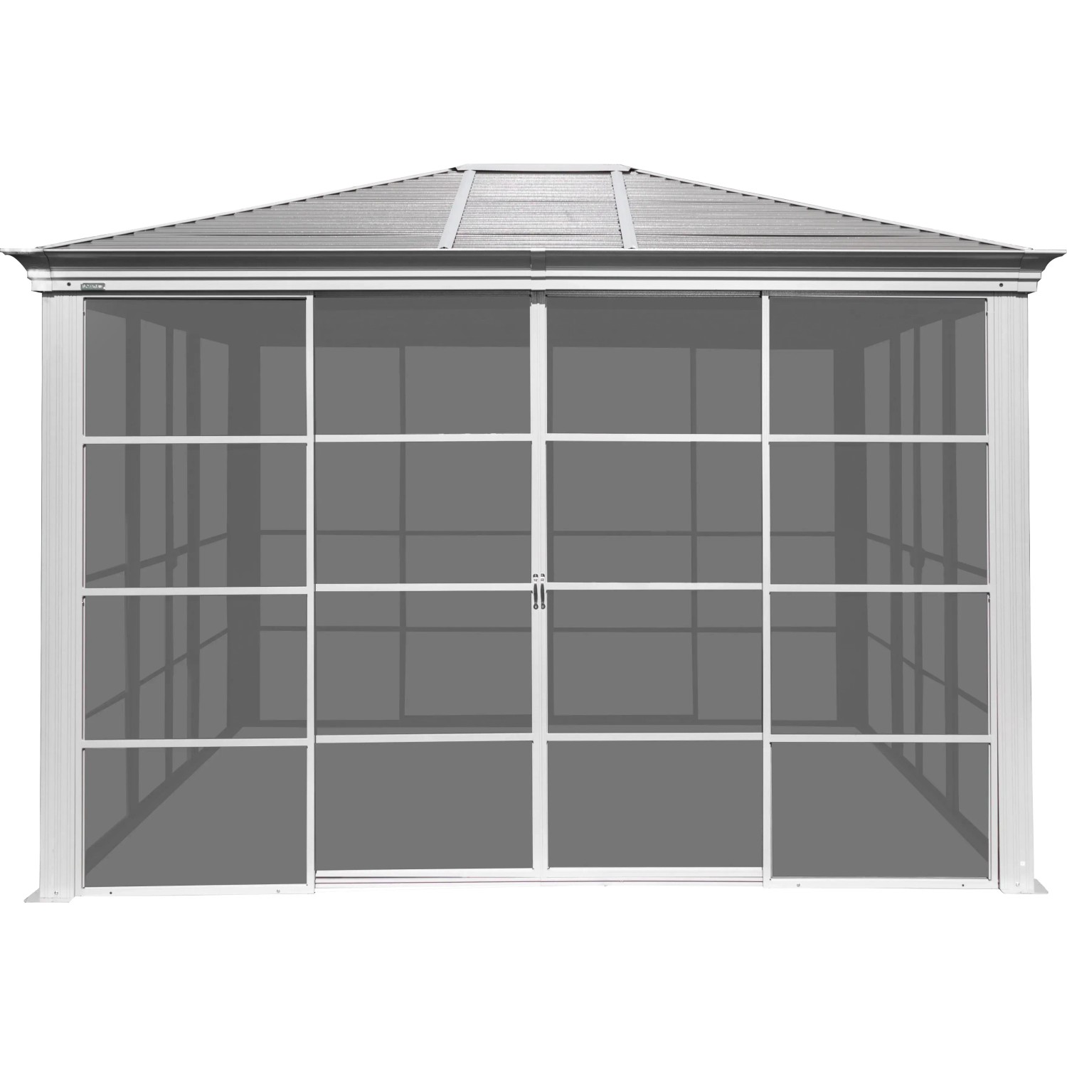 Sojag Pavillon Striano 10x12 Champagner mit Moskitonetz und Stahldach.