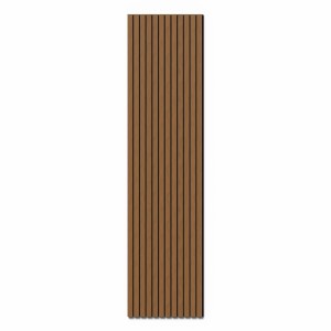Akustikpaneel in Walnussoptik mit schmalen Holzleisten für Wand- und Deckenverkleidung, 60x240 cm.
