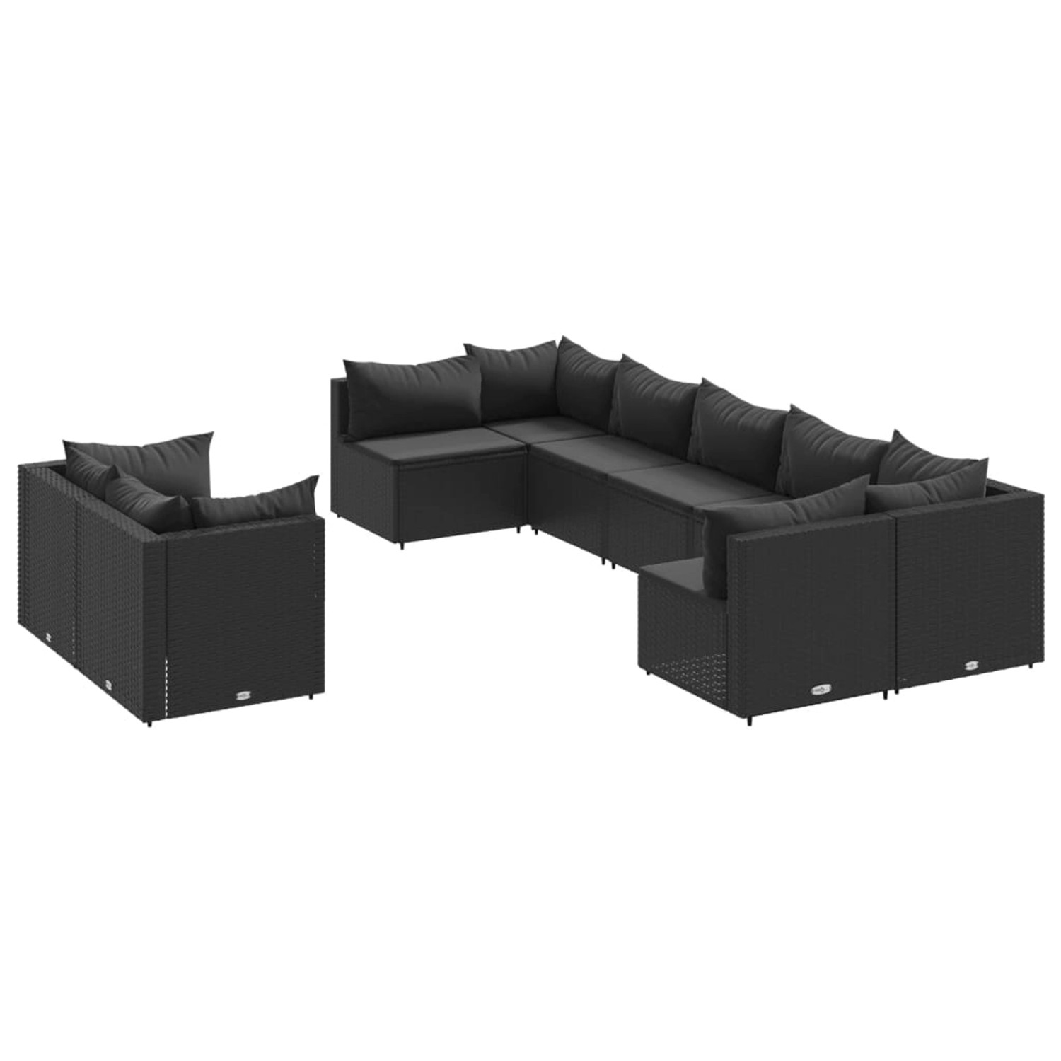 vidaXL 9-Tlg Garten-Sofagarnitur mit Kissen Schwarz Poly Rattan 3308299 günstig online kaufen