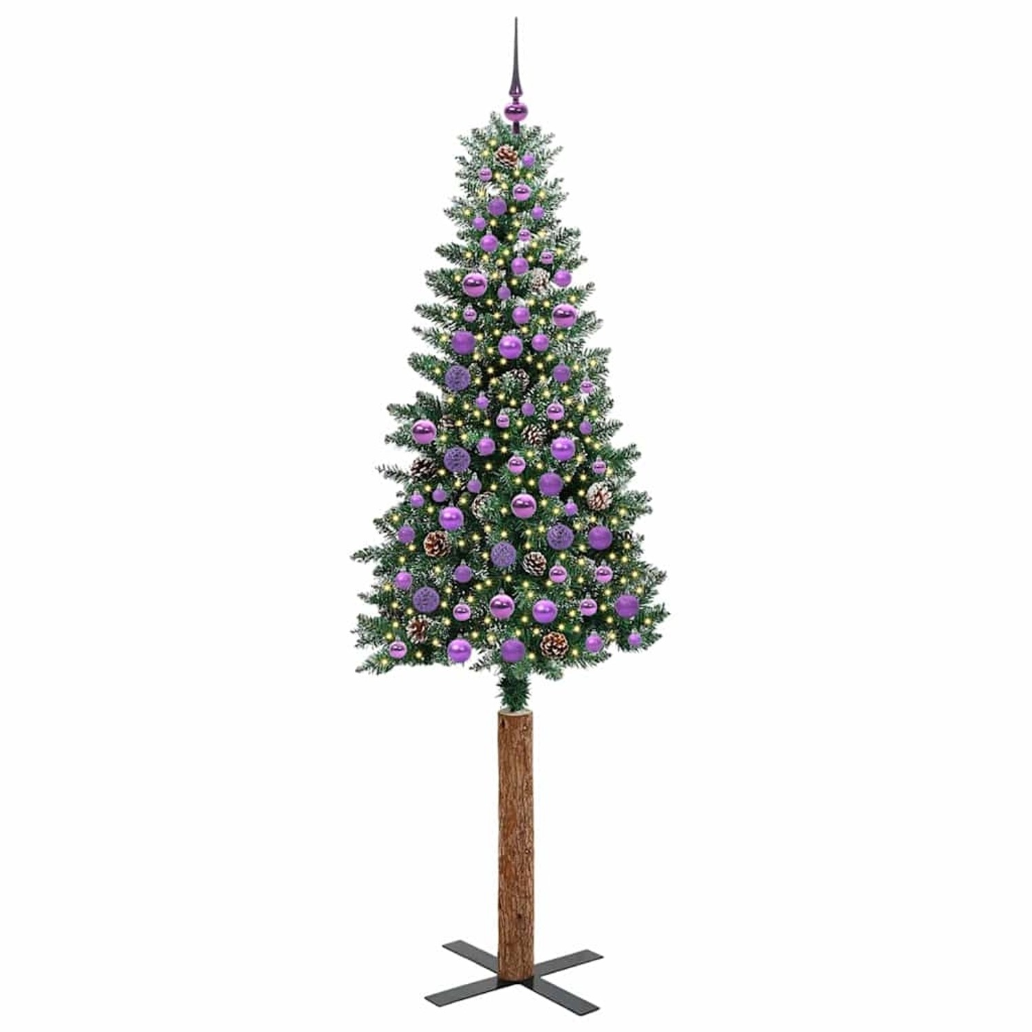 vidaXL Schlanker Weihnachtsbaum mit 300 LEDs Grün und Weiß 210 cm 3394918
