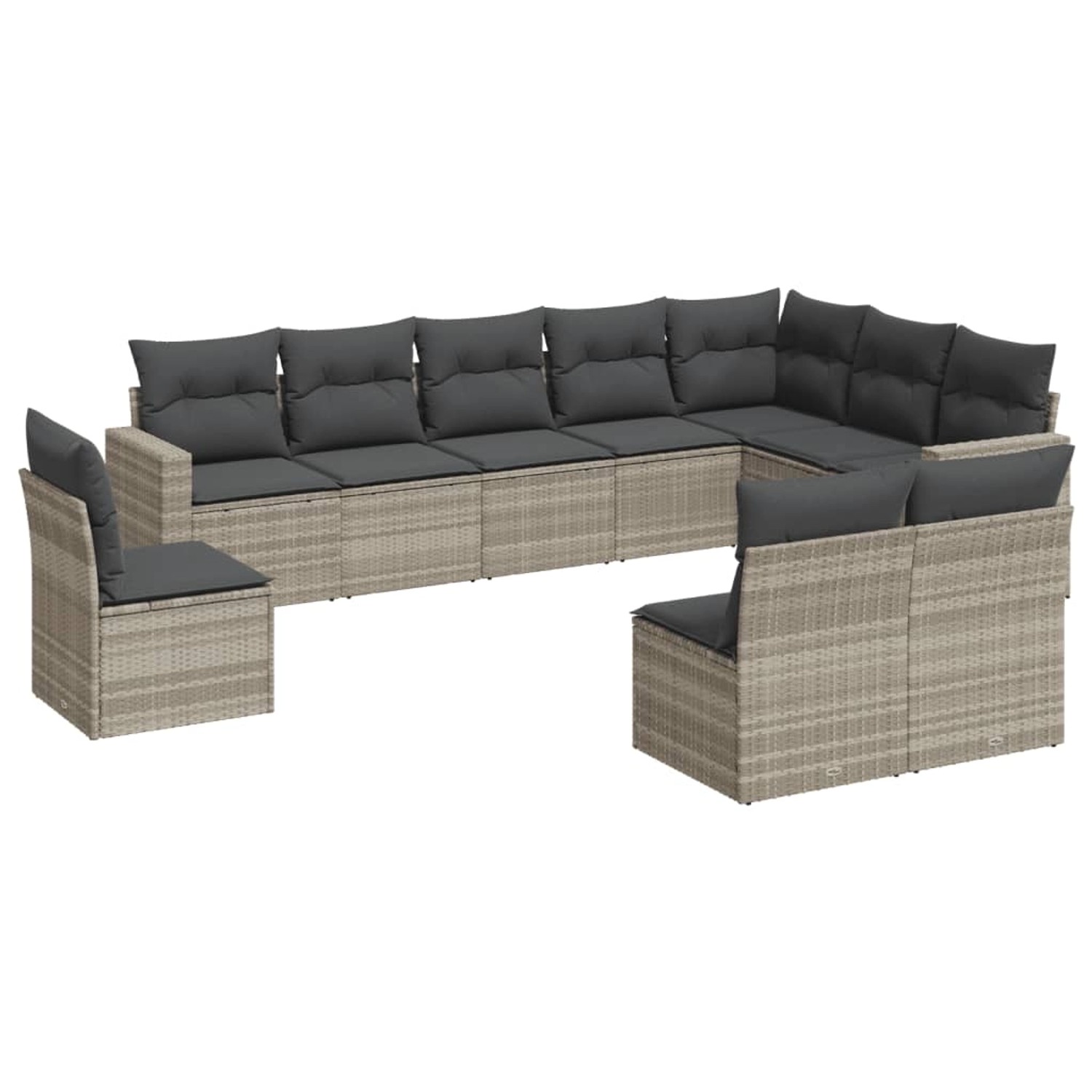 vidaXL 10-Tlg Garten-Sofagarnitur mit Kissen Hellgrau Poly Rattan 3219102 günstig online kaufen