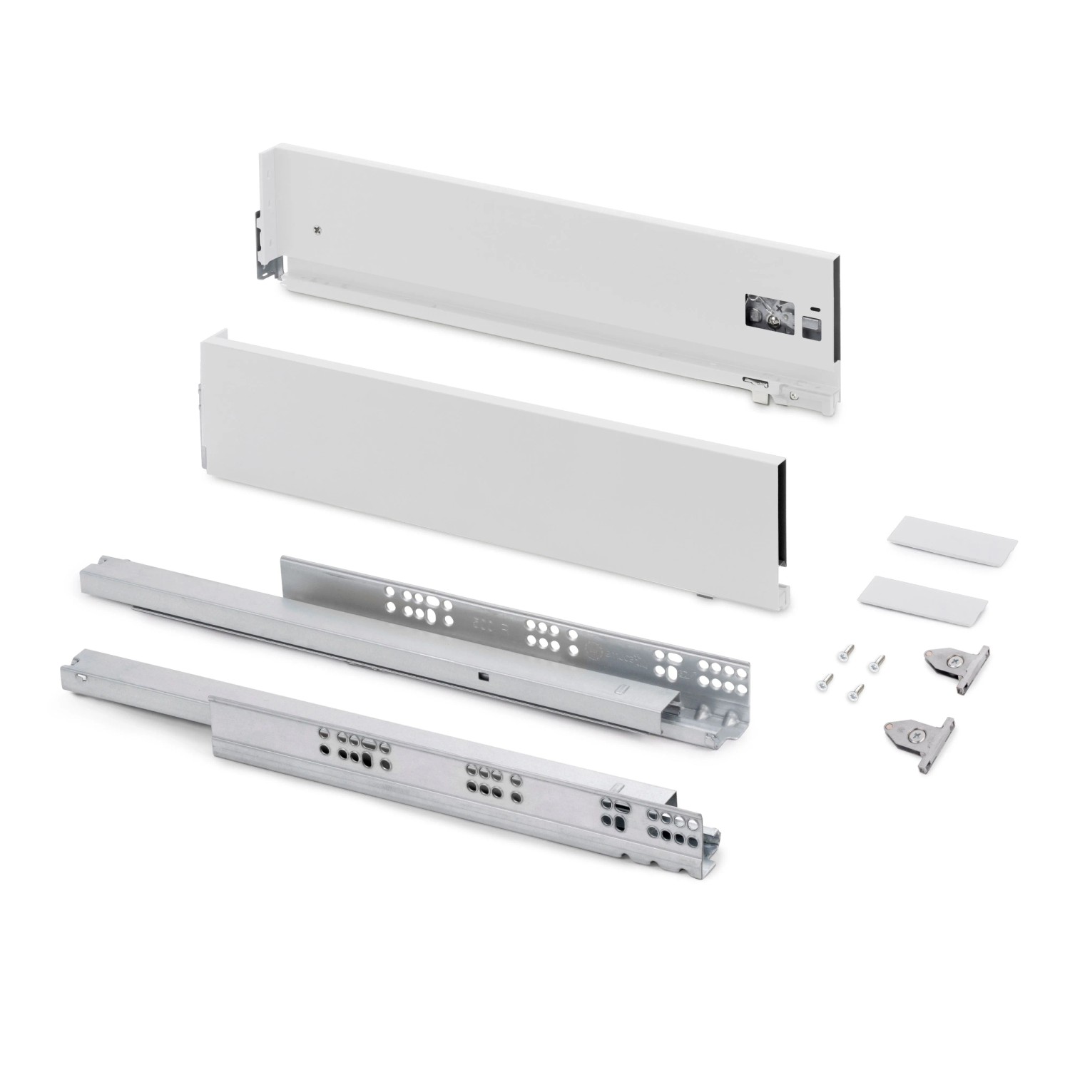 Emuca Aussenschublade Vertex mit 3D-Regelung Höhe 131 mm 40 kg Tiefe 450 mm Stahl Weiß Lackiert