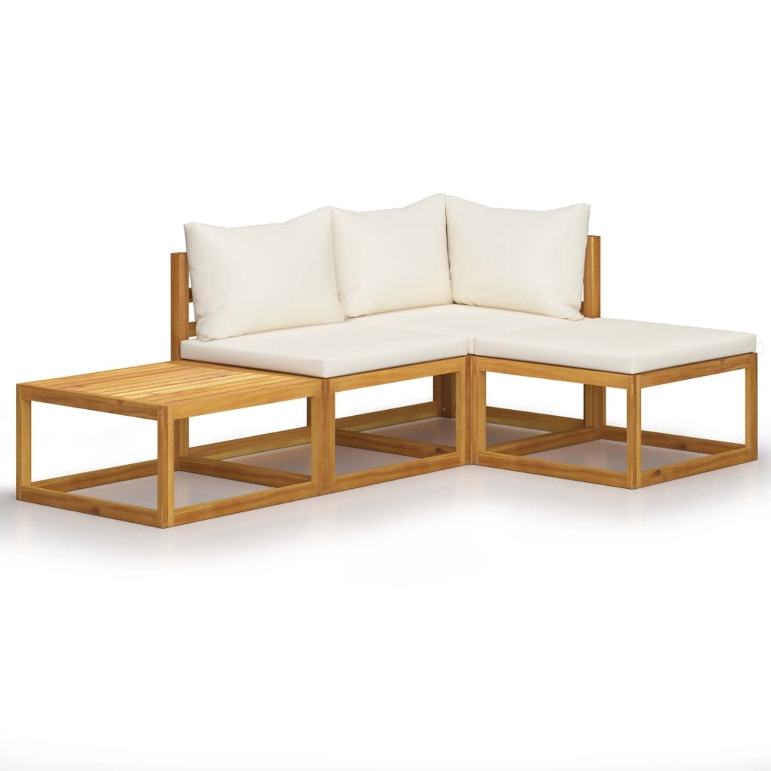 vidaXL 4-tlg Garten-Lounge-Set mit Auflagen Creme Massivholz Akazie Modell 1