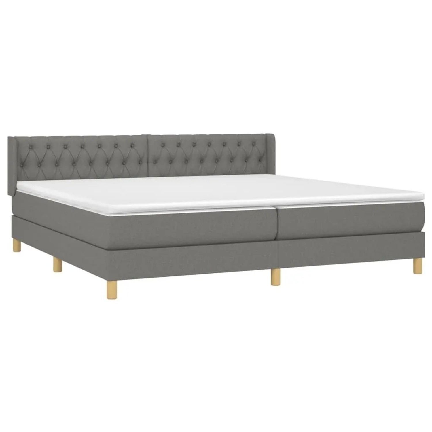 vidaXL Boxspringbett mit Matratze Dunkelgrau 200x200 cm Stoff 3130538