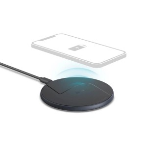 Schwarzes Hama Smartphone-Ladepad mit 15 W kabelloser Qi-Ladefunktion, lädt ein Smartphone schnell und sicher.