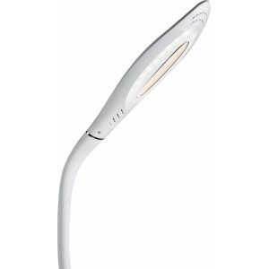 Moderne, dimmbare LED-Tischleuchte PATTAYA in Chrom/Weiß für den Schreibtisch.