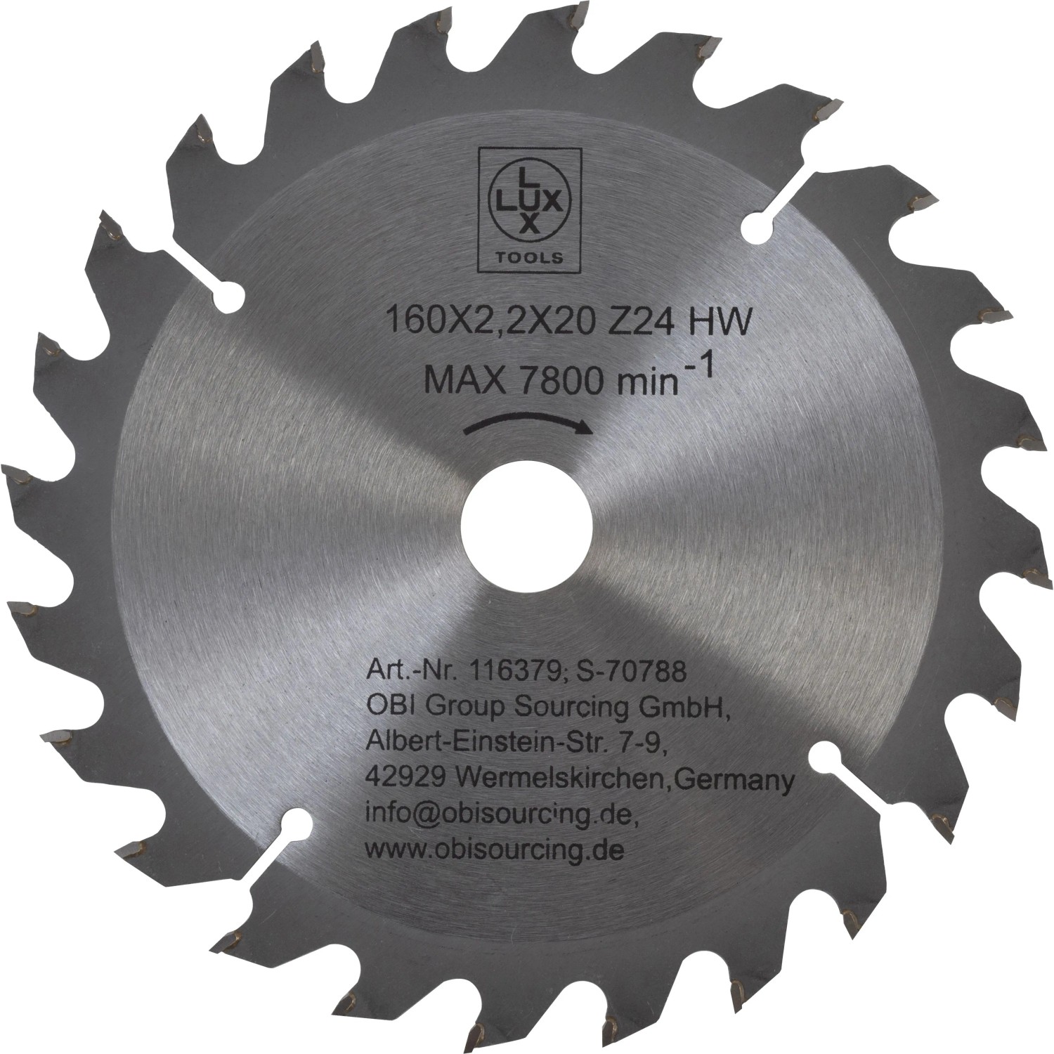 LUX-TOOLS HM-Kreissägeblatt 160 mm x 20 mm 24 Z