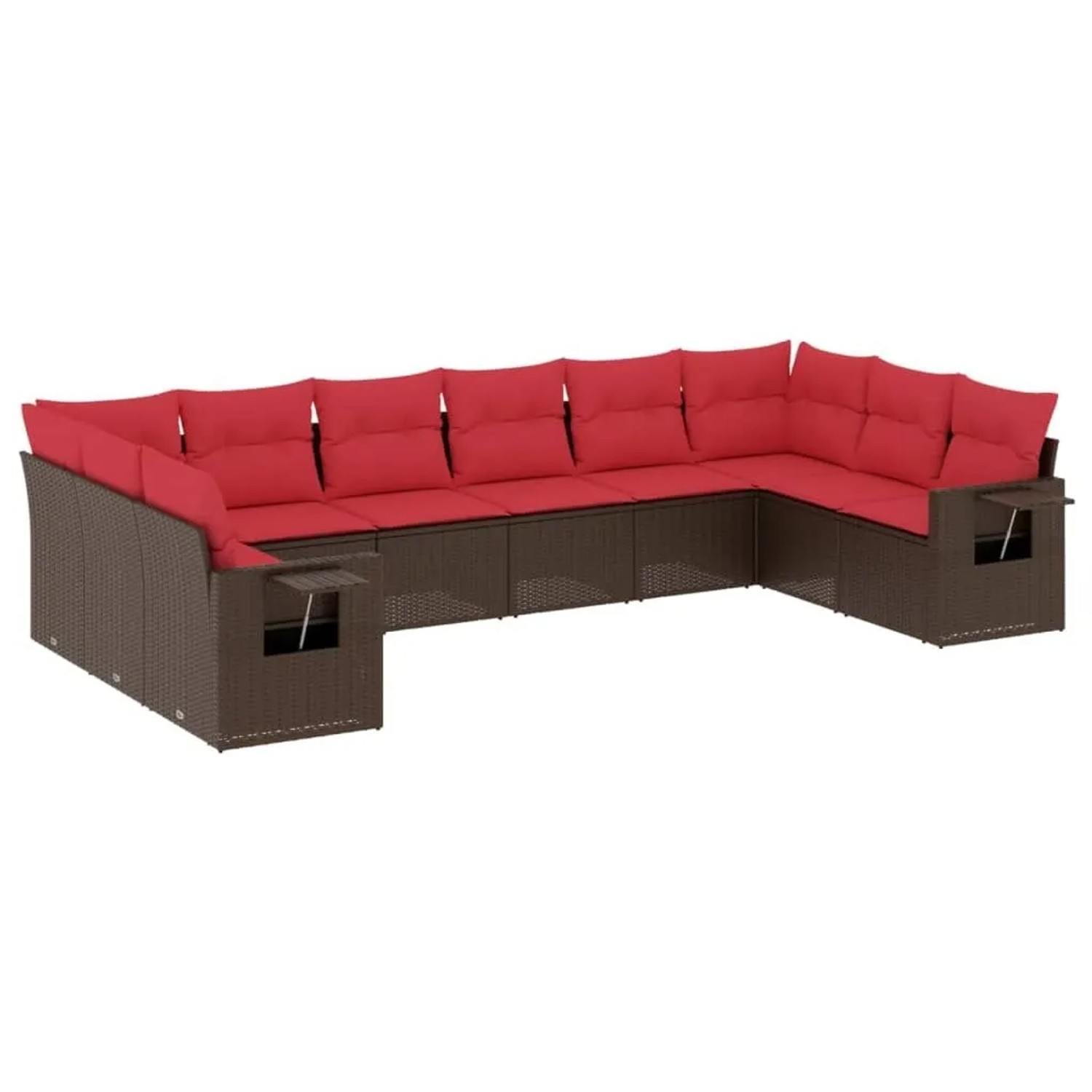 vidaXL 10-Tlg Gartensofa-Set mit Kissen Braun Polyrattan 3220673 günstig online kaufen