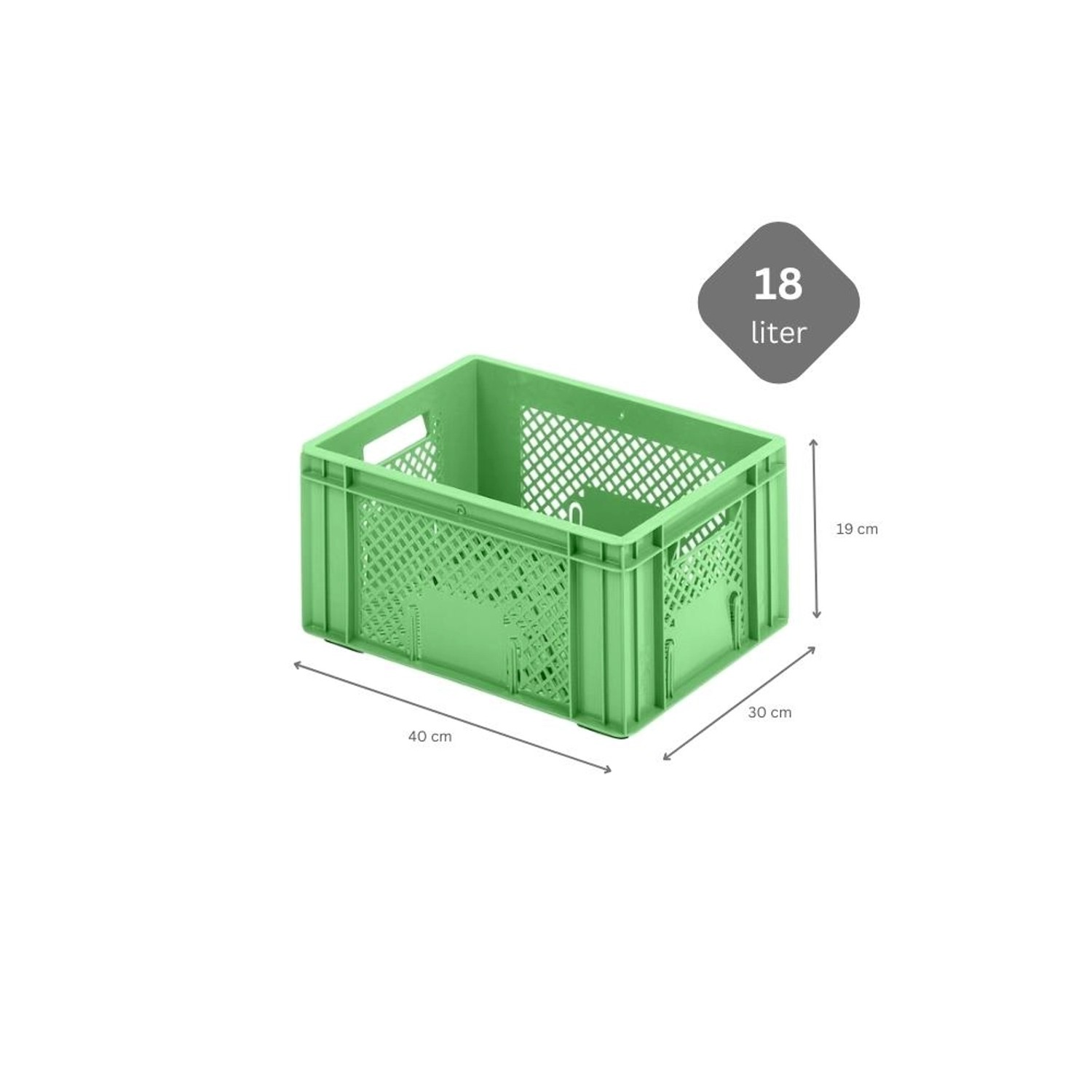 Grüne PROREGAL Eurobox mit Tragebügel, 18 Liter, für Obst und Gemüse.