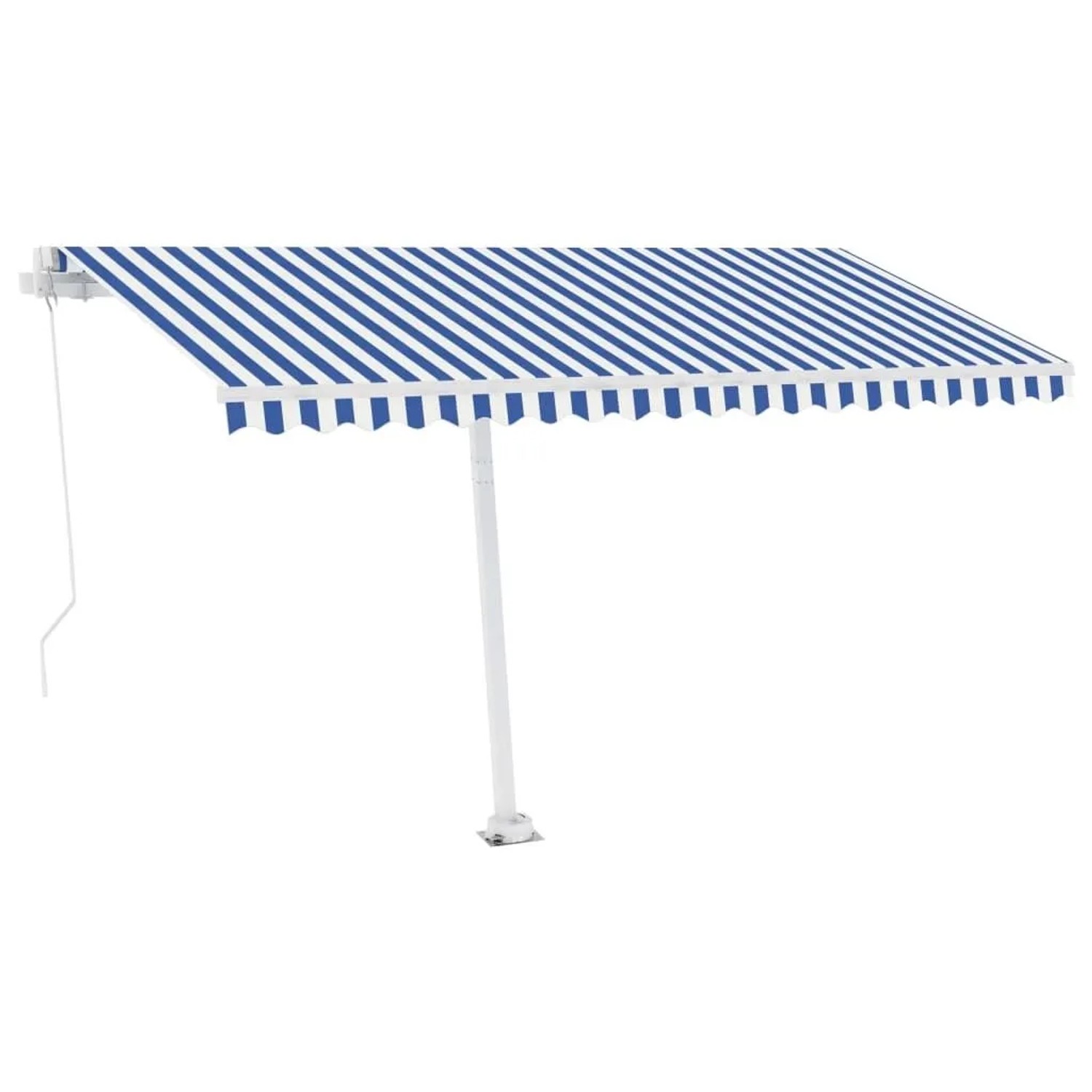 vidaXL Markise Manuell Einziehbar mit LED 400x300 cm Blau Weiß 3069541 günstig online kaufen