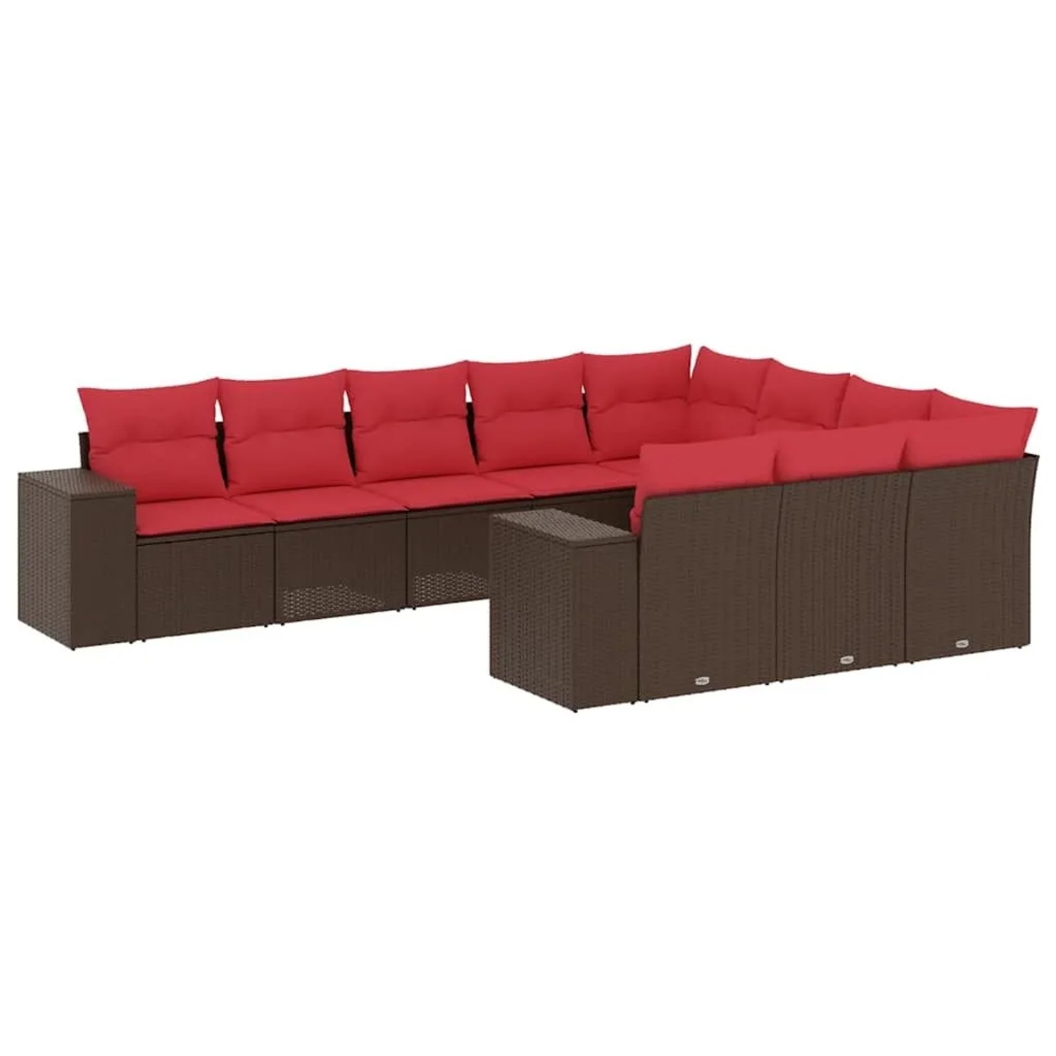 vidaXL 10-Tlg Gartensofa-Set mit Kissen Braun Polyrattan 3223093 günstig online kaufen