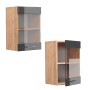 Küchenglasschrank R-Line, Anthrazit Hochglanz/Goldkraft Eiche, 40 cm, Hängevitrine