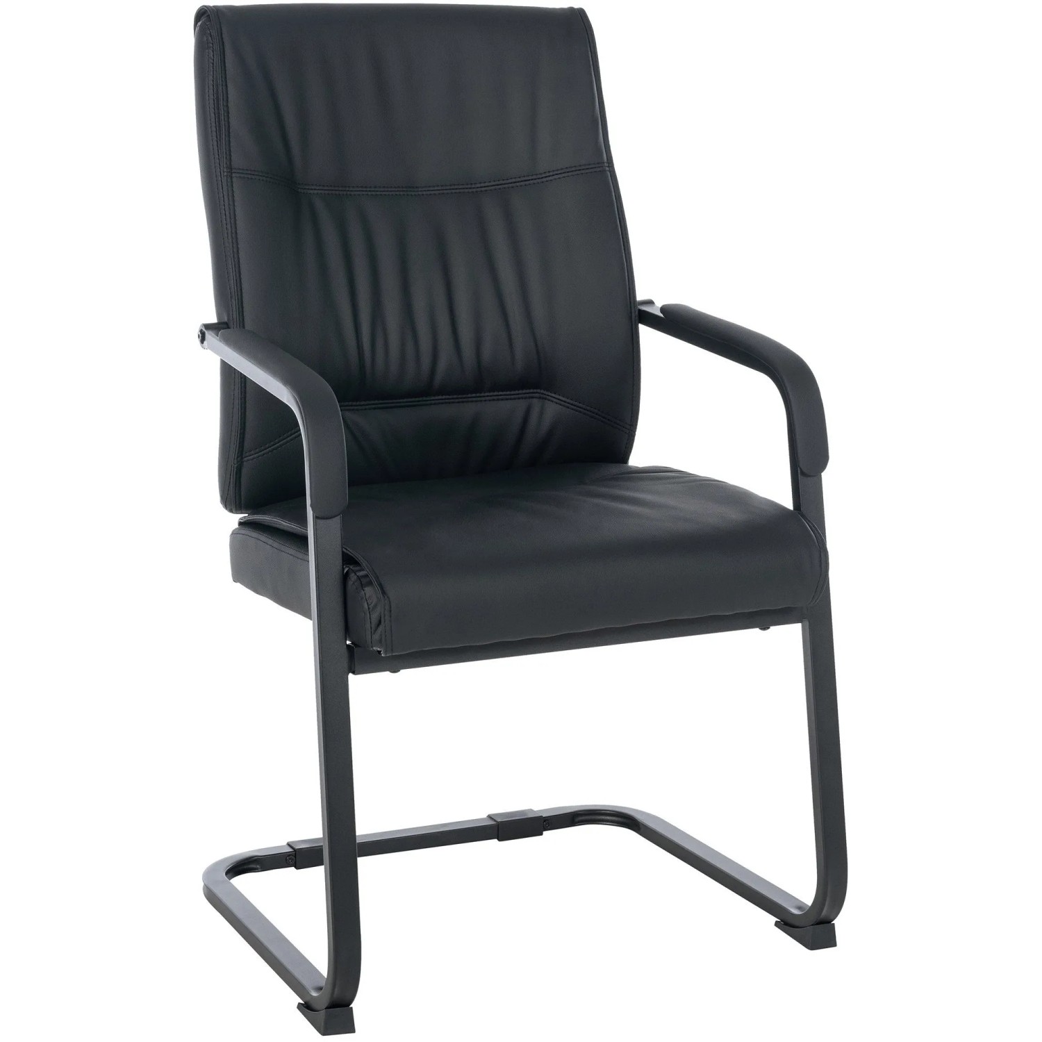 Thumbnail - DELUKE XL Besucherstuhl MIAMI Kunstleder Schwarz/schwarz 58x65x102cm Konferenzstuhl Wartezimmerstuhl Bürostuhl