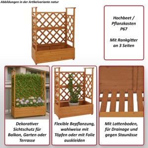 MCW Hochbeet P67 Rankhilfe Spalier Holz 114x85x44cm Anthrazit-Grau
