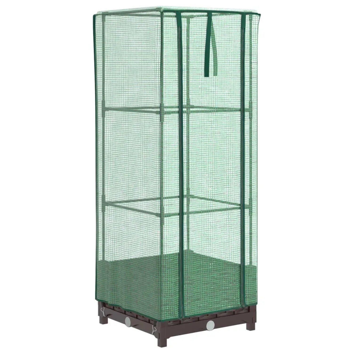 VidaXL Hochbeet mit Gewächshaus-Aufsatz in Rattan-Optik, 40x40x123 cm.