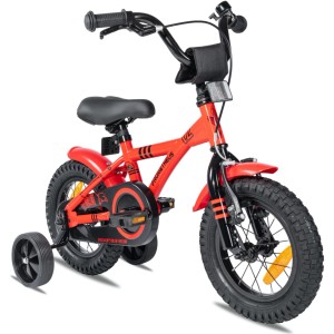 PROMETHEUS BIKES Kinderfahrrad 12 Zoll ab 3 Jahre mit Stützrädern und Rücktrittbremse Rot