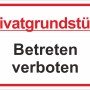 Warnschild Privatgrundstück, Betreten verboten, 25x15cm, roter Rahmen.