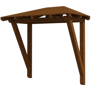 Skan Holz Vordach Wismar 2, nussbaum lasiert, 258x126 cm. Haustürvordach aus Holz.